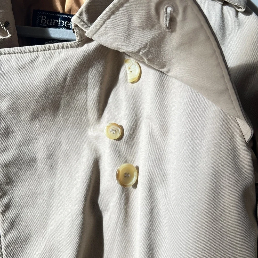 New‎ Burberry Vintage Trench Coat Beige Double Breasted Belted Check XS S - Picture 7 of 16